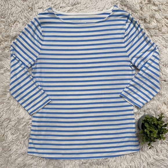 A New Day 3/4 Sleeve Stripe Top 💗 White & Blue - Picture 4 of 12